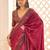 Burgundy jamdani woven design saree with blouse piece