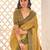 Gold jamdani woven design saree with blouse piece
