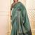 Sea green woven design jamdani saree with blouse piece