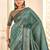 Sea green woven design jamdani saree with blouse piece