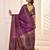 Purple jamdani woven design saree with blouse piece