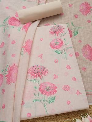floral printed beads and stones unstitched dress material 1