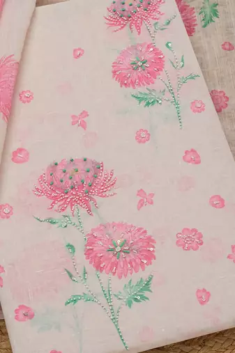 floral printed beads and stones unstitched dress material