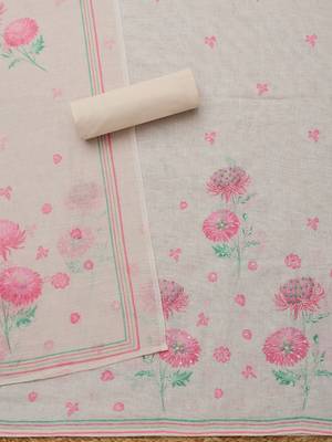 floral printed beads and stones unstitched dress material 3