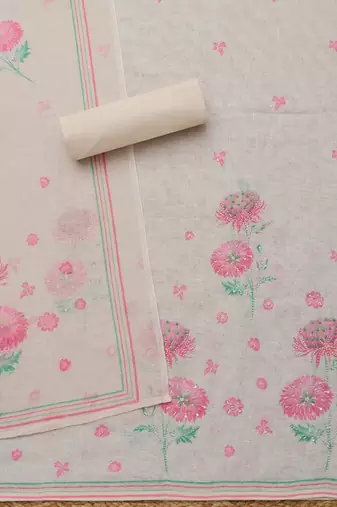 floral printed beads and stones unstitched dress material