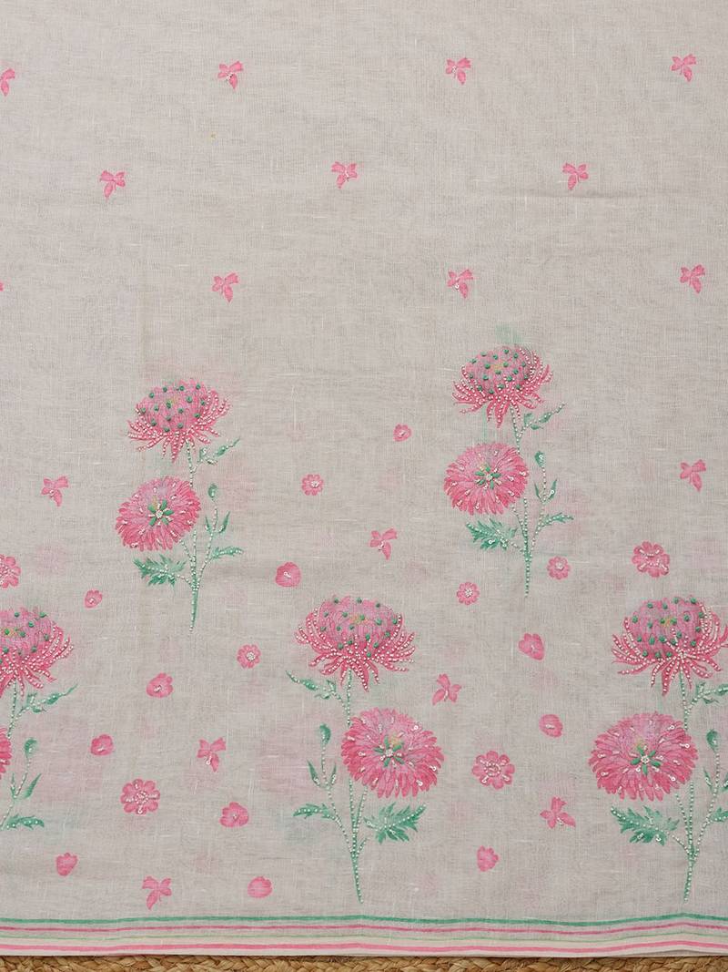 floral printed beads and stones unstitched dress material