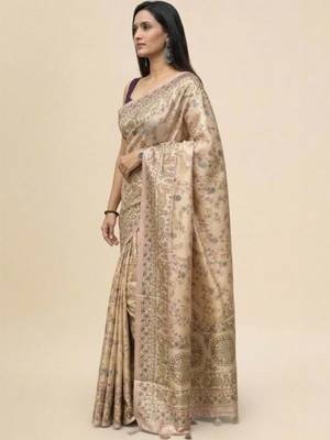 Pink tussar silk tan sarees 3