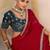 Red sequinned pure georgette saree