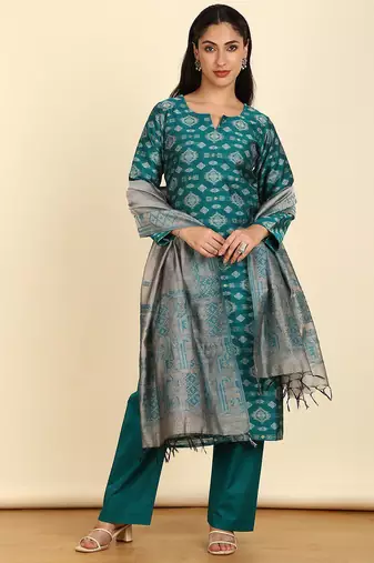 floral woven design unstitched dress material