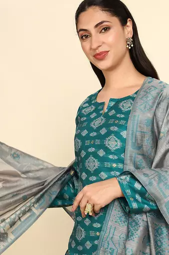 floral woven design unstitched dress material