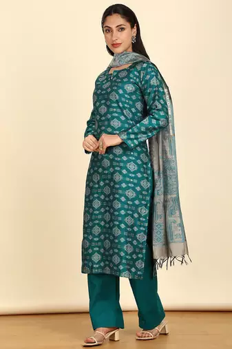 floral woven design unstitched dress material