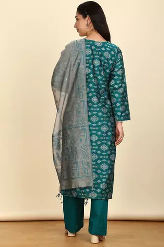 floral woven design unstitched dress material