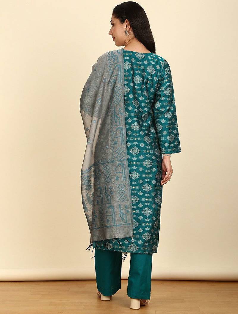 floral woven design unstitched dress material