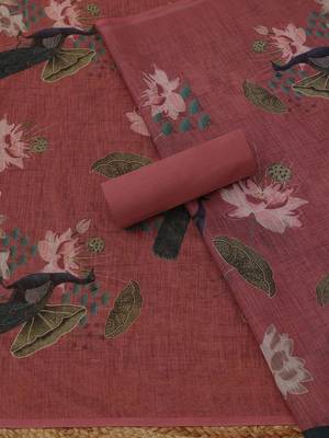 printed linen unstitched dress material 1