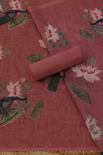 printed linen unstitched dress material