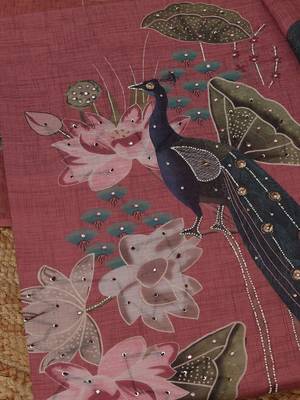 printed linen unstitched dress material 2
