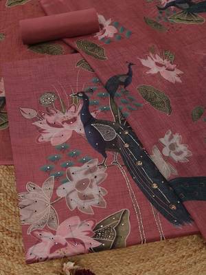 printed linen unstitched dress material 3