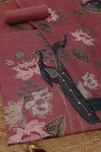 printed linen unstitched dress material