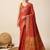 Red art silk woven patola saree with blouse piece