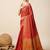Red art silk woven patola saree with blouse piece