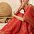 Red art silk woven patola saree with blouse piece