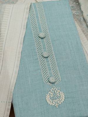 floral embroidered thread work unstitched dress material 2