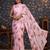 Pink floral printed embellished satin saree