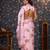 Pink floral printed embellished satin saree