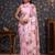 Pink floral printed embellished satin saree