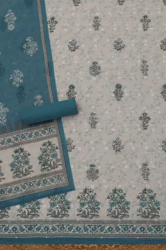 printed linen unstitched dress material