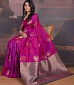Pink woven design sarees