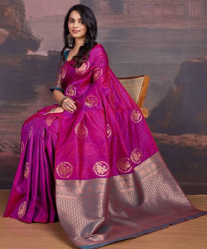 Pink woven design sarees