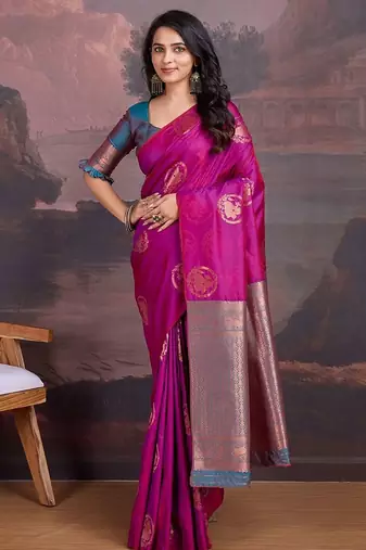 Pink woven design sarees