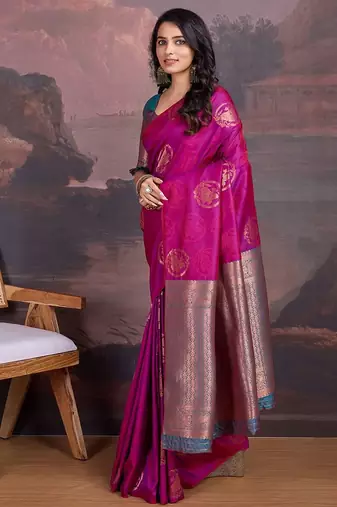 Pink woven design sarees