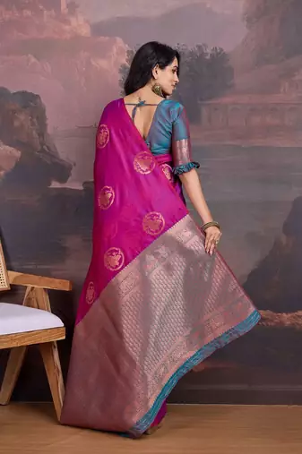Pink woven design sarees
