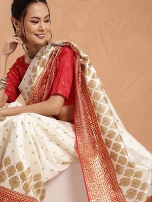 Off white ethnic motifs zari patola silk saree 4
