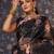 Black floral printed gotta patti organza saree