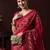 Pink ethnic motifs block print saree with matching blouse