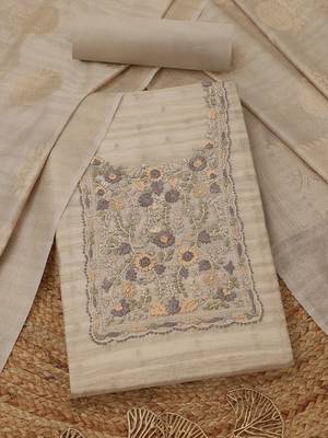 embroidered unstitched dress material 1