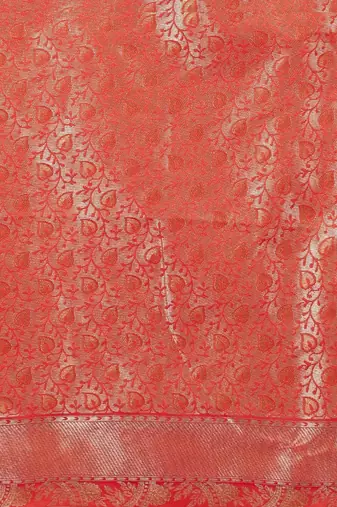 Orange woven design banarasi sarees with blouse piece