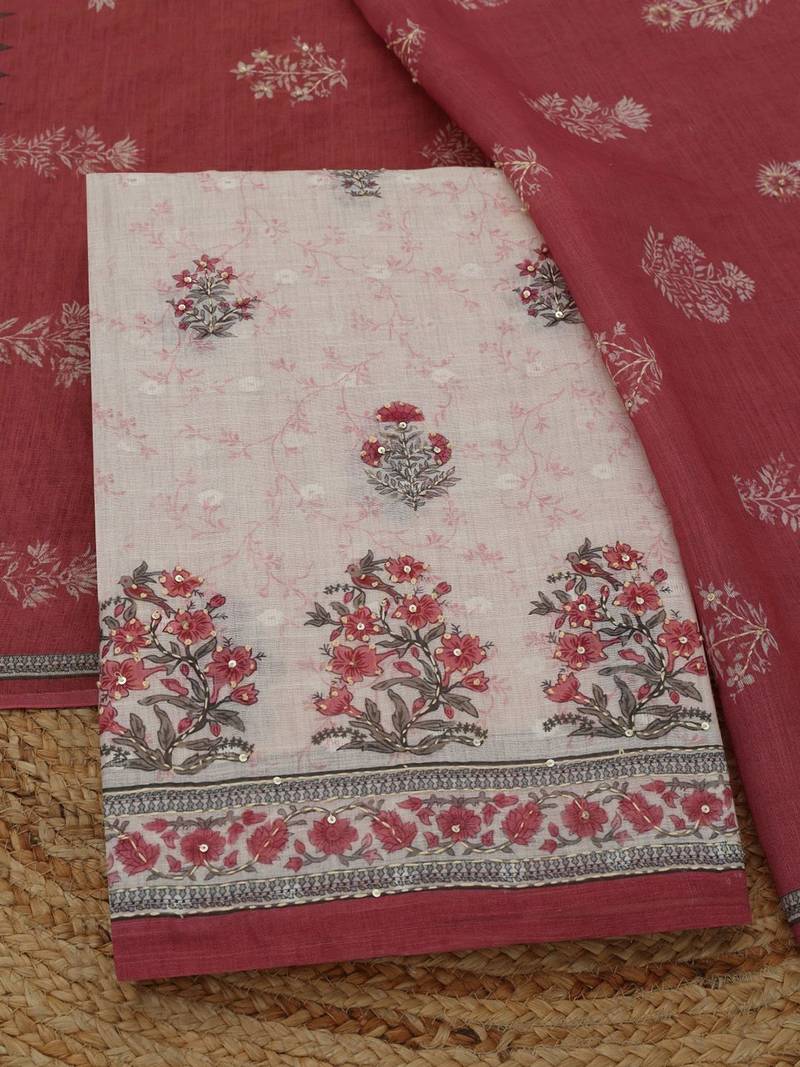 printed linen unstitched dress material