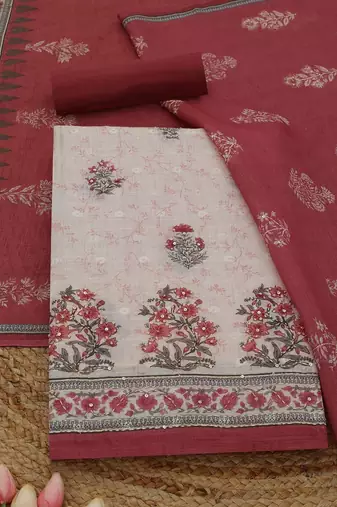 printed linen unstitched dress material