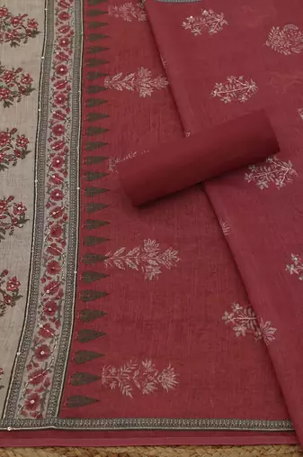 printed linen unstitched dress material