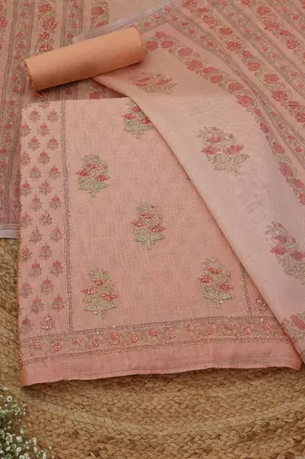 printed art silk unstitched dress material