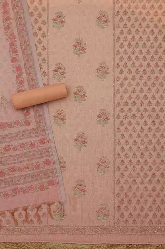 printed art silk unstitched dress material