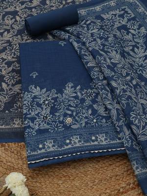 printed linen unstitched dress material 1