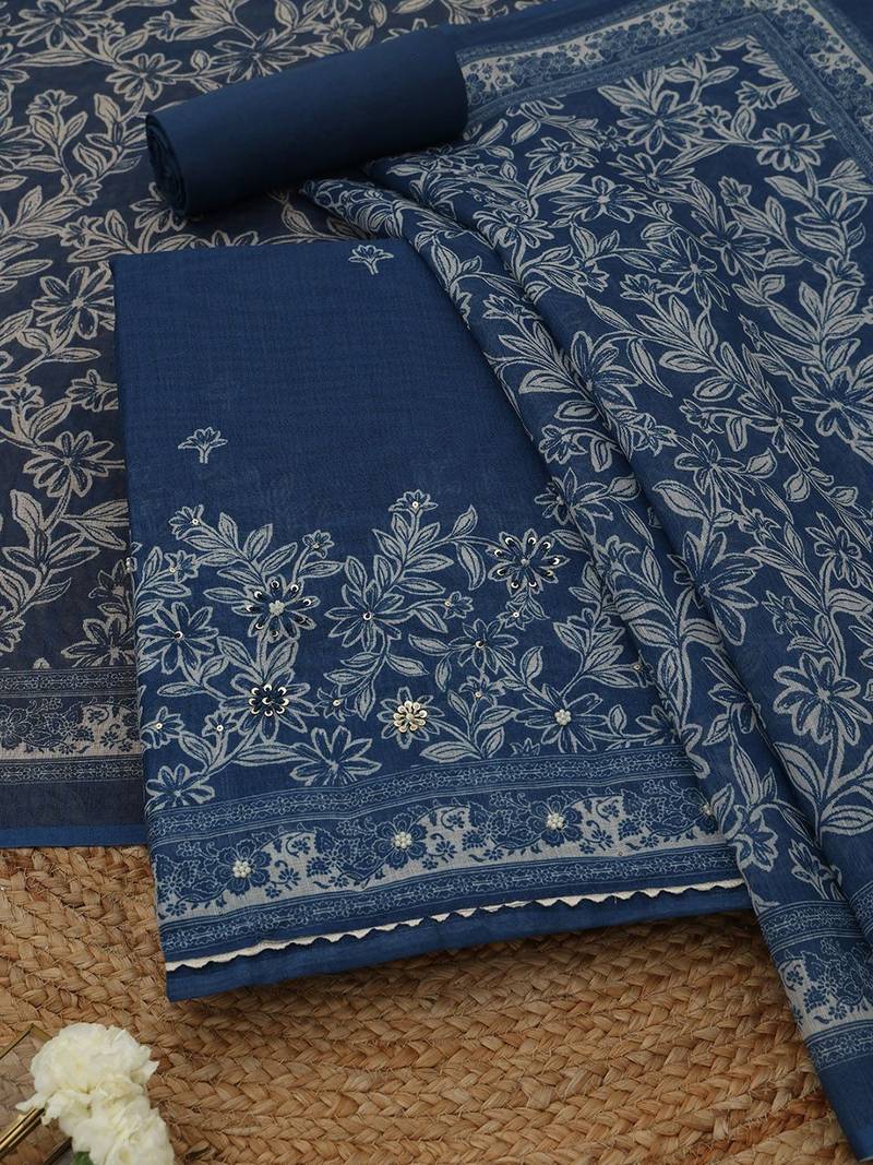 printed linen unstitched dress material