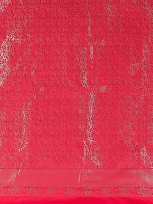 Pink woven design banarasi sarees with blouse piece 4