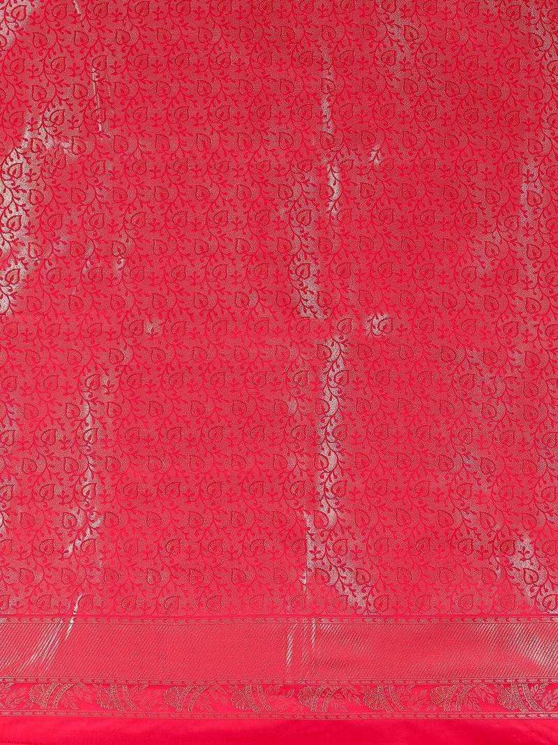 Pink woven design banarasi sarees with blouse piece