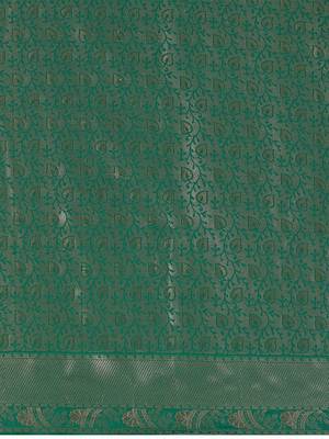 Green woven design katan sarees with blouse piece 4